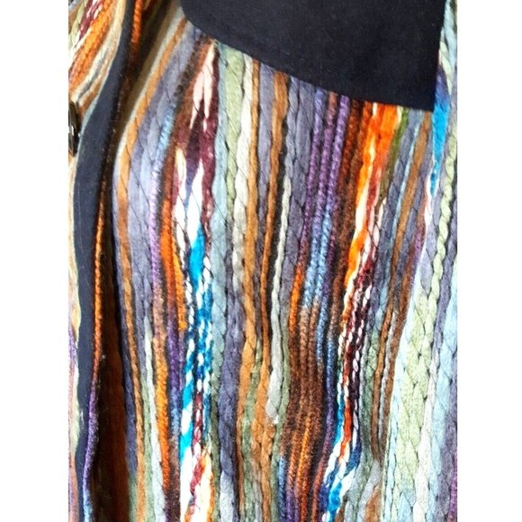 Moon Collection multi-color 'yarn' woven coat jacket striped M - Picture 10 of 11